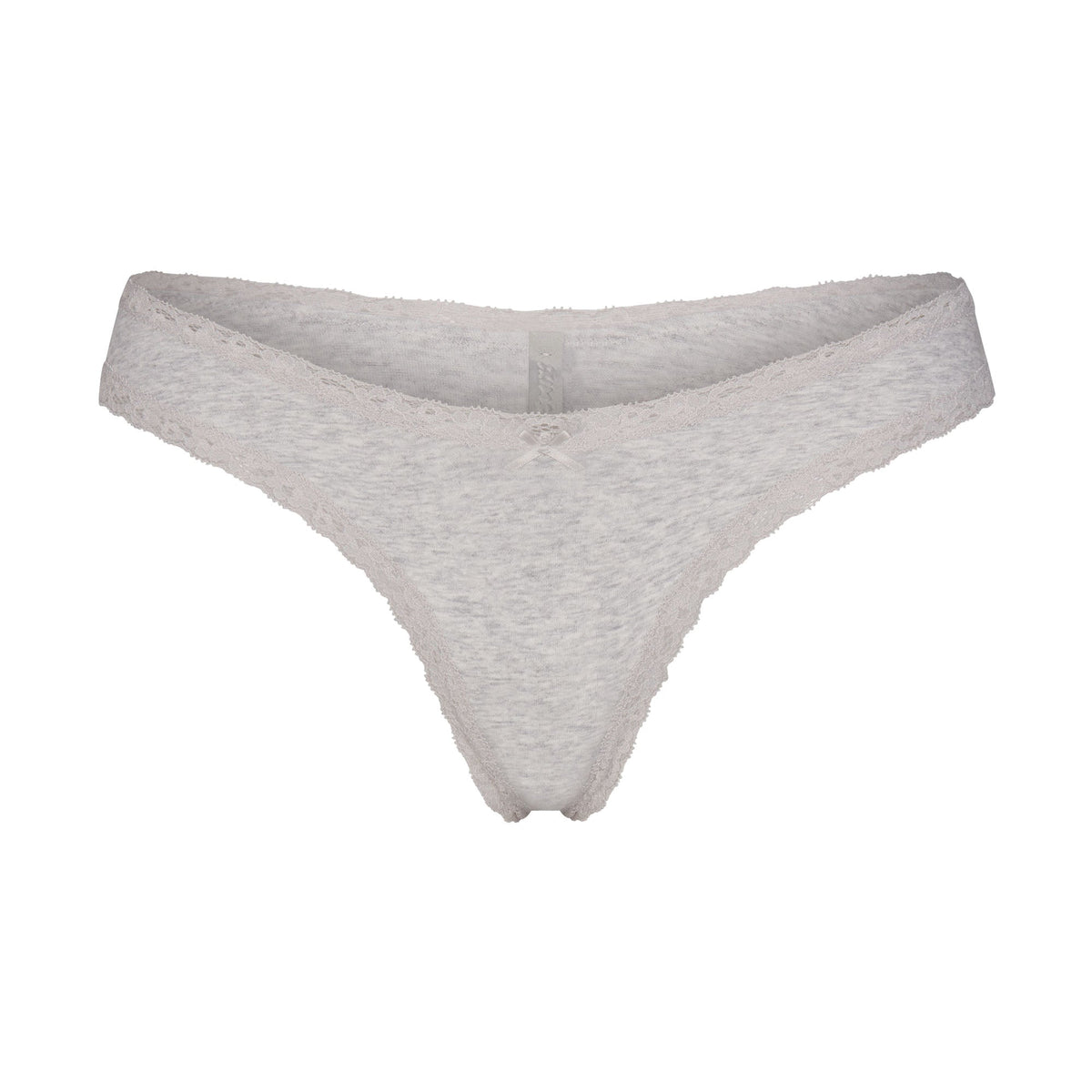 LIGHTWEIGHT COTTON LACE THONG | LIGHT HEATHER GREY