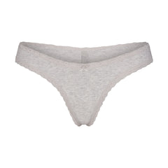 LIGHTWEIGHT COTTON LACE THONG | LIGHT HEATHER GREY