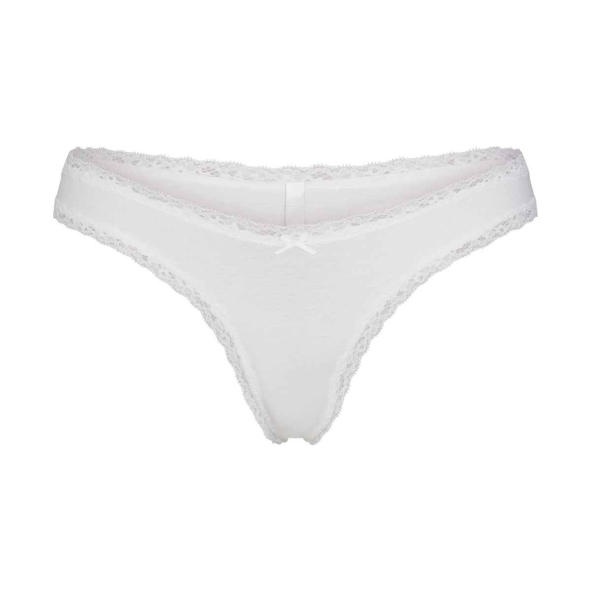 LIGHTWEIGHT COTTON LACE THONG | SNOW