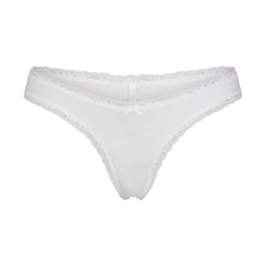 LIGHTWEIGHT COTTON LACE THONG | SNOW