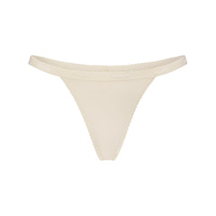 LIGHTWEIGHT COTTON LOGO PICOT THONG | BUTTER TONAL