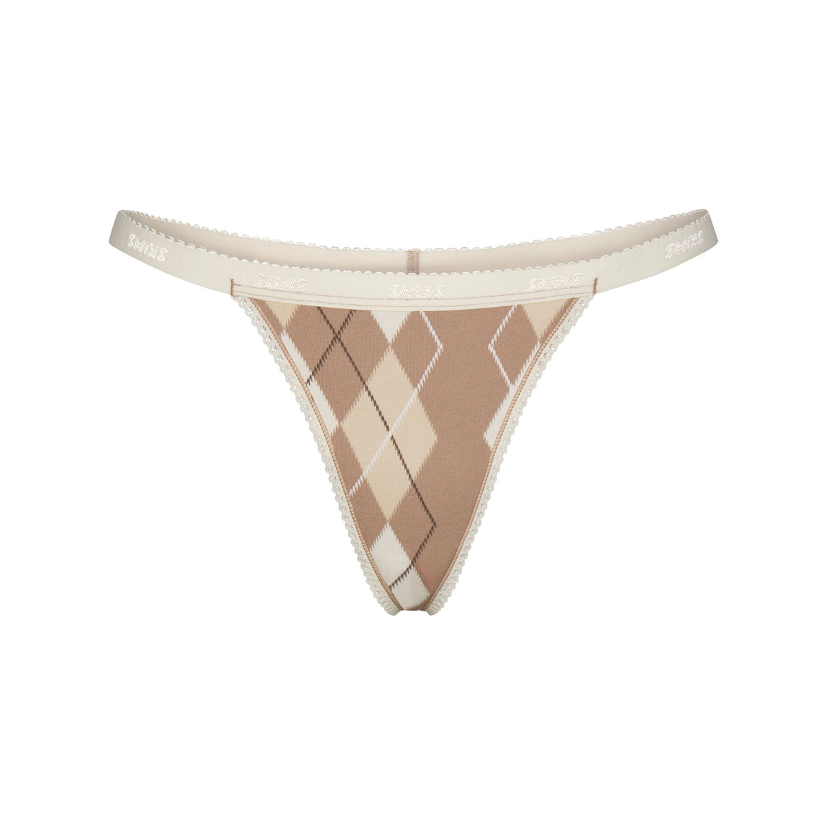 LIGHTWEIGHT COTTON LOGO PICOT THONG | CAFE ARGYLE PRINT