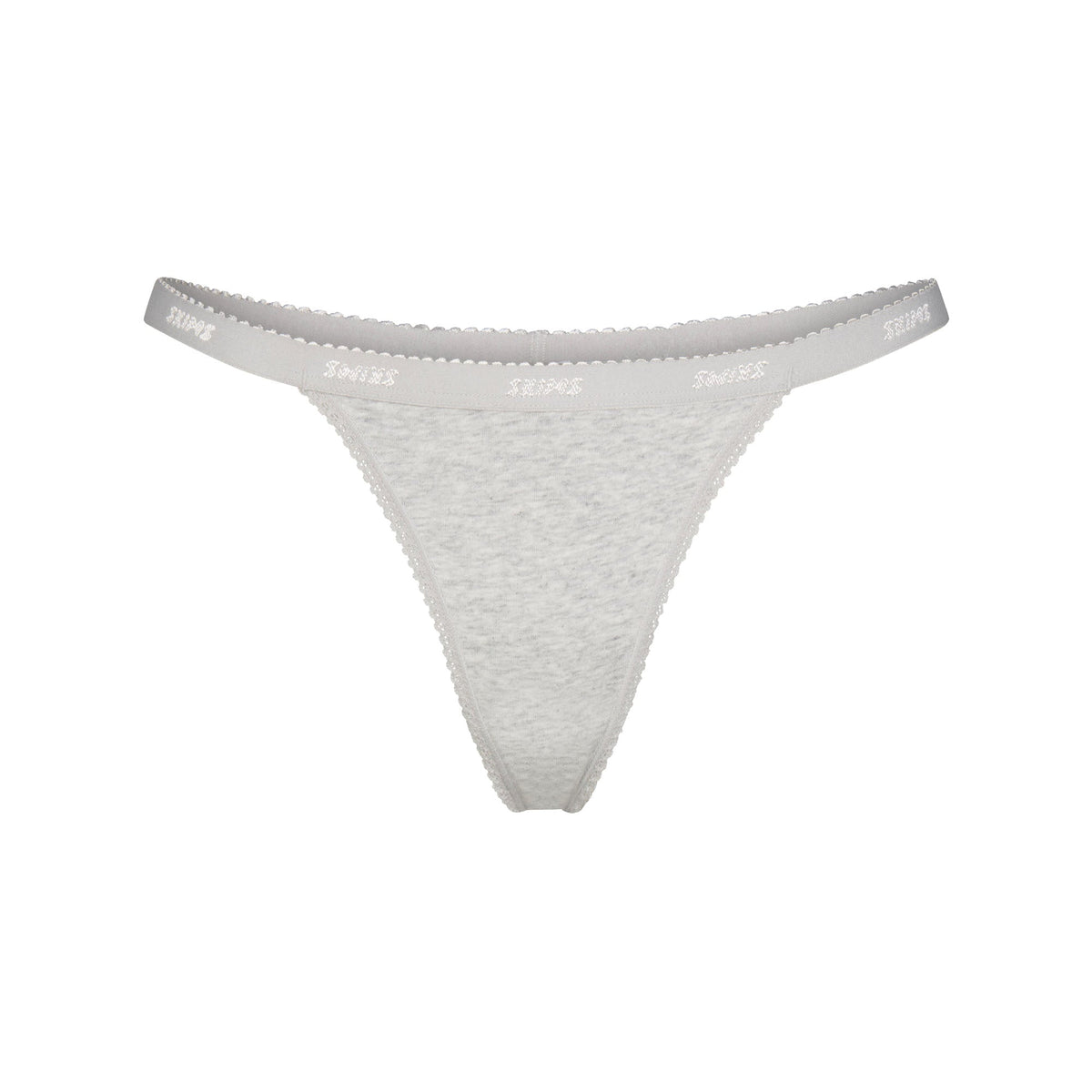 LIGHTWEIGHT COTTON LOGO PICOT THONG | LIGHT HEATHER GREY