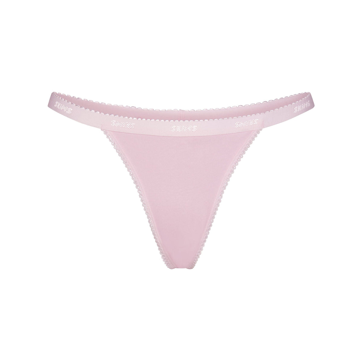 LIGHTWEIGHT COTTON LOGO PICOT THONG | PEONY