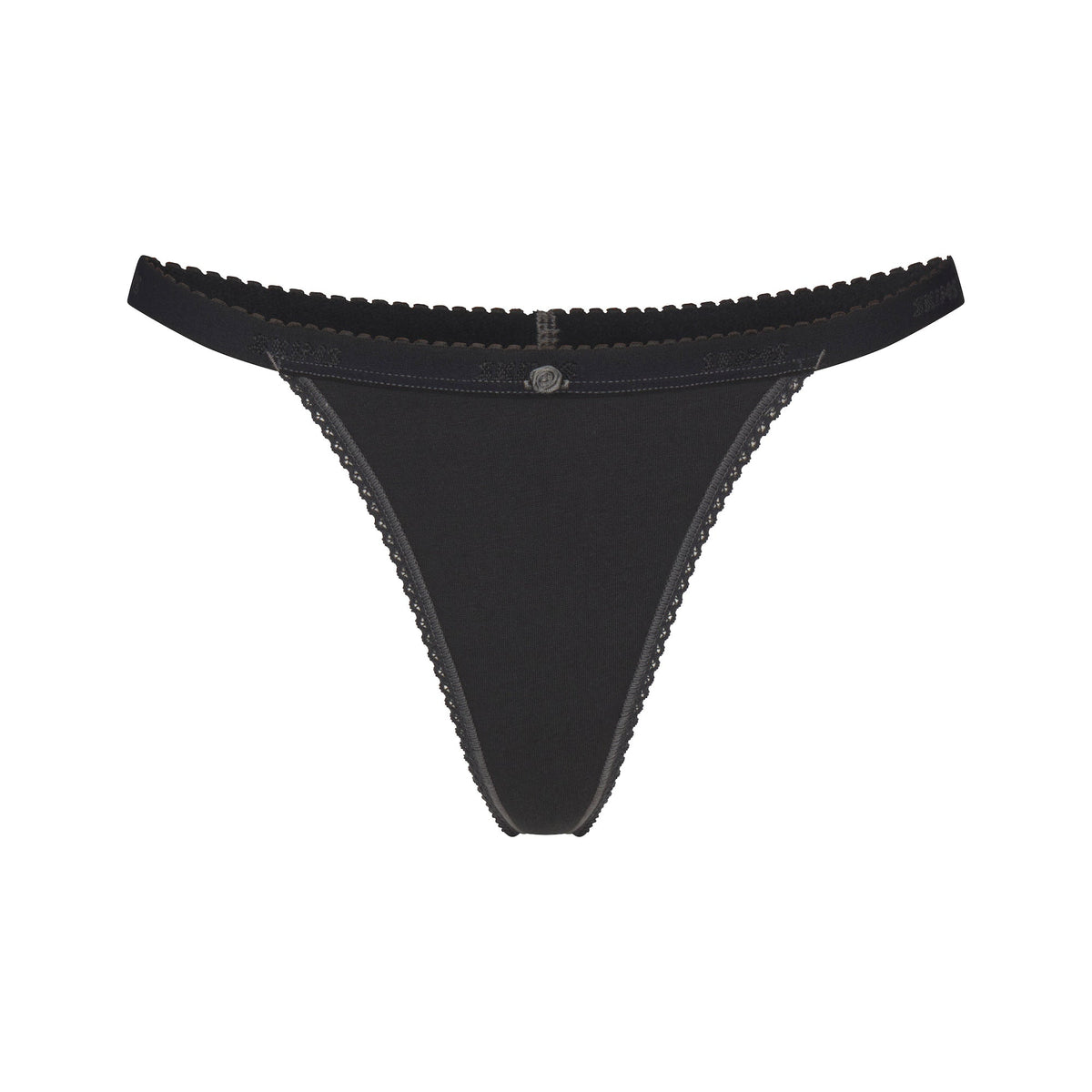 LIGHTWEIGHT COTTON LOGO PICOT THONG | SOOT