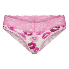 LIGHTWEIGHT COTTON WIDE LACE BRIEF | PINK ALLOVER LIPSTICK