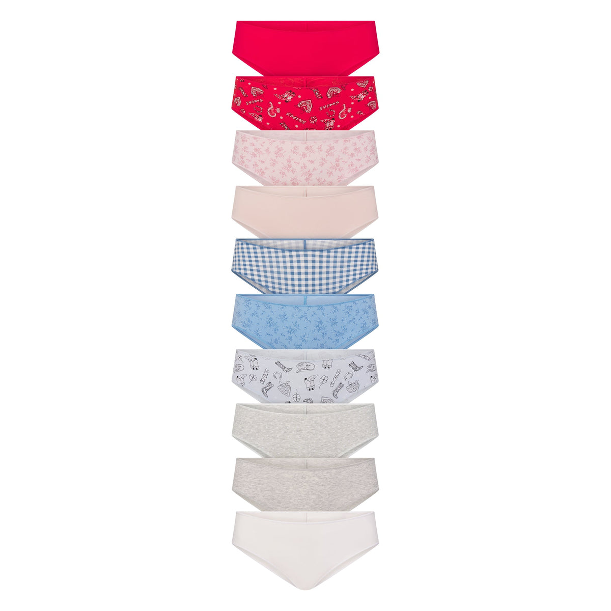 LIGHTWEIGHT COTTON RUCHED BACK HIPSTER 10-PACK | DAINTY FLORAL MULTI