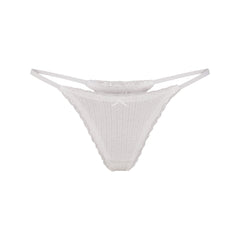 LIGHTWEIGHT COTTON POINTELLE LACE STRING THONG | SNOW