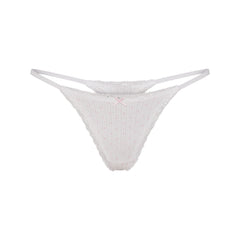 LIGHTWEIGHT COTTON POINTELLE LACE STRING THONG | SNOW PEONY PIN DOT