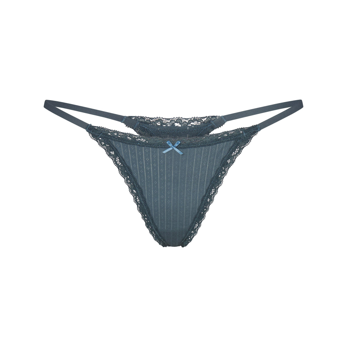 LIGHTWEIGHT COTTON POINTELLE LACE STRING THONG | ZIRCON TONAL