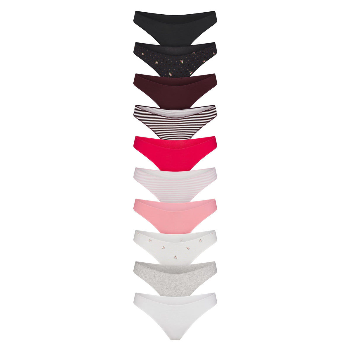 LIGHTWEIGHT COTTON THONG 10-PACK | MICRO DOT FLORAL MULTI