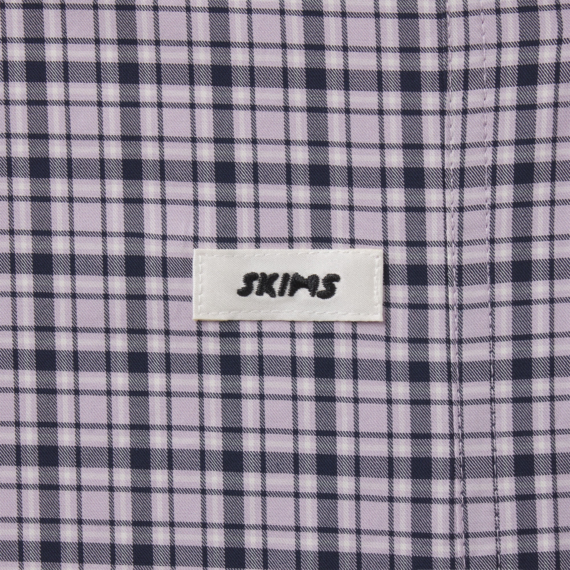 COTTON POPLIN SLEEP CROPPED BUTTON UP AND BLOOMER SET | IRIS MICA NAVY CHECK