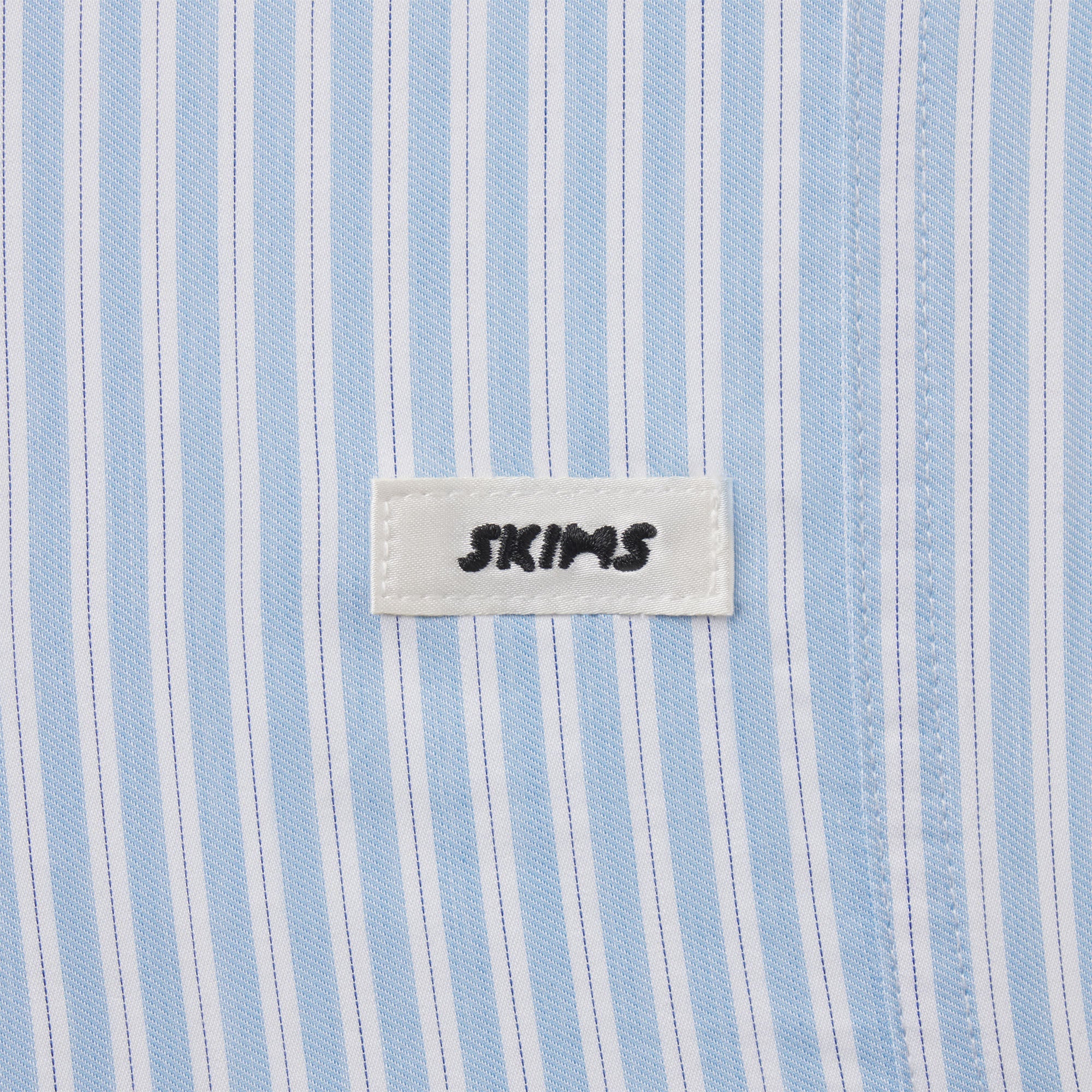 COTTON POPLIN SLEEP CROPPED BUTTON UP AND BLOOMER SET | MARINA MESH STRIPE