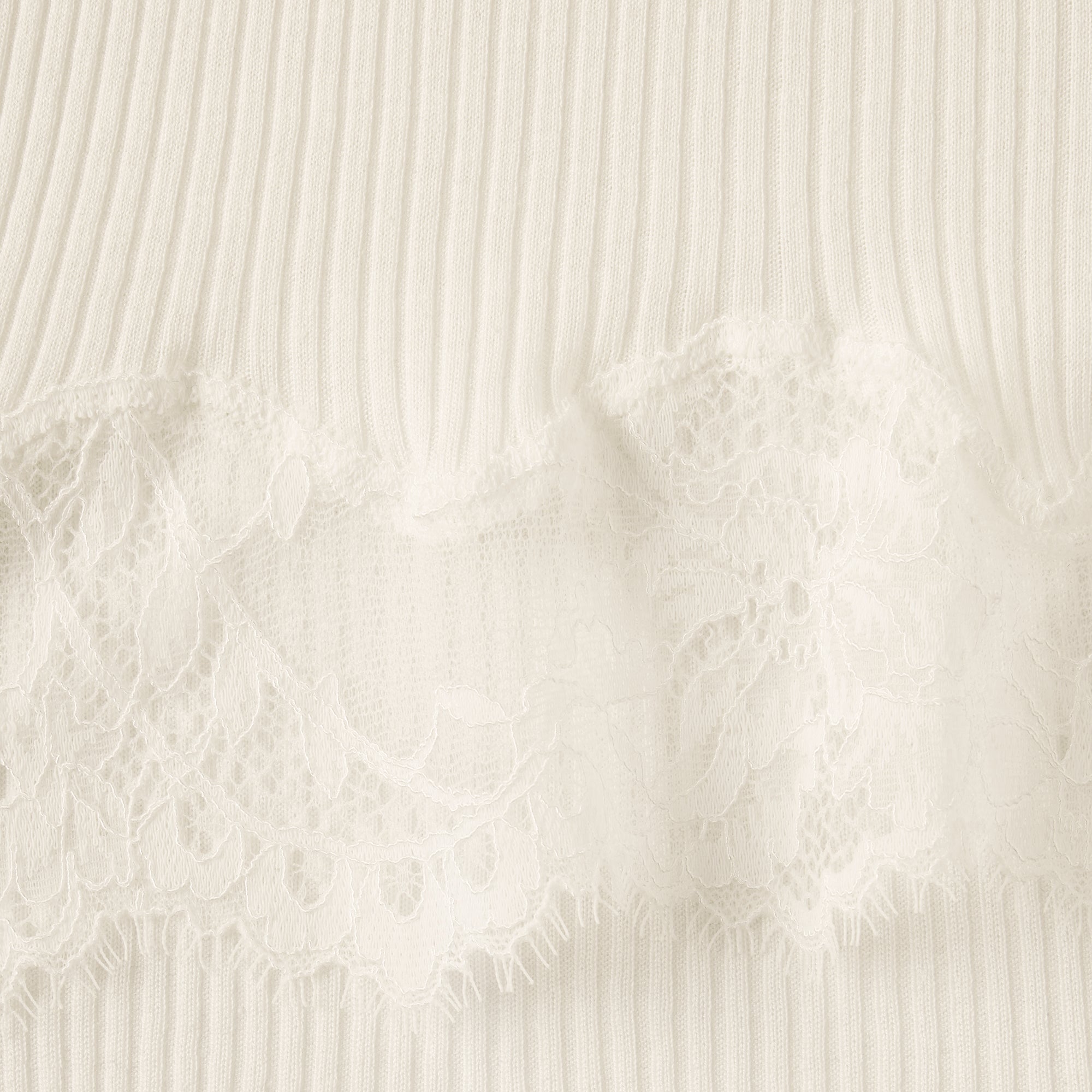 RIB KNIT LACE CAMI | EGRET