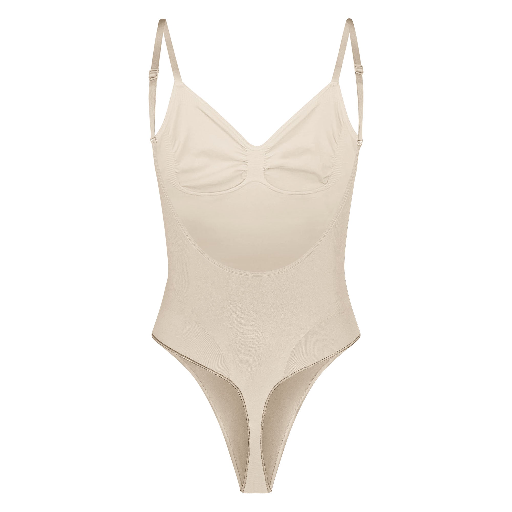 SEAMLESS SCULPT LOW BACK THONG BODYSUIT | SAND