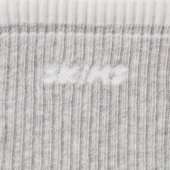 SKIMS SOCKS RIBBED CREW LOGO SOCK | LIGHT HEATHER GREY AND SNOW