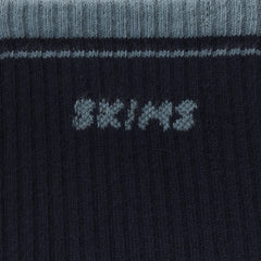 SKIMS SOCKS RIBBED CREW LOGO SOCK | NAVY AND KYANITE