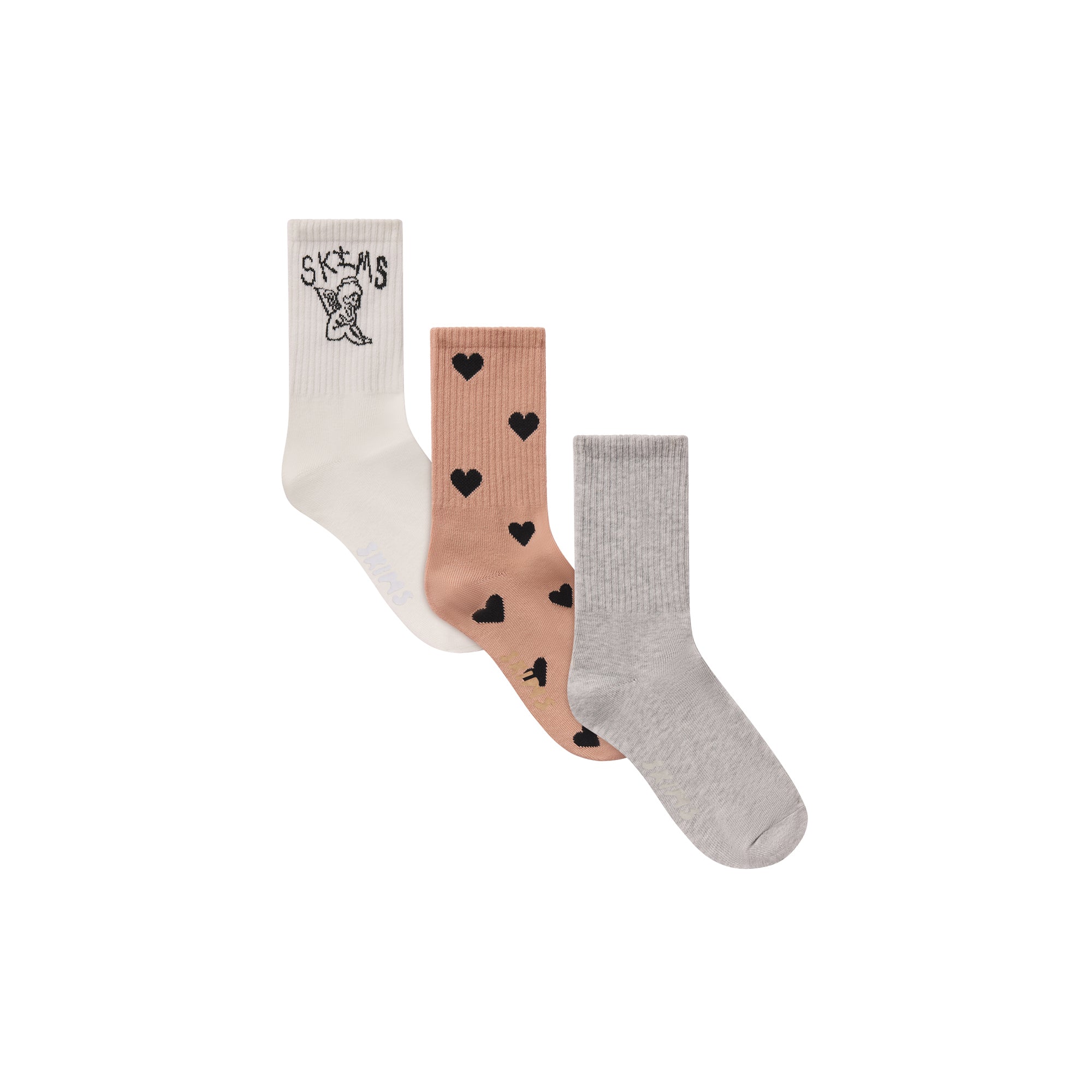 RIBBED CREW SOCK 3-PACK | SPACED HEARTS MULTI