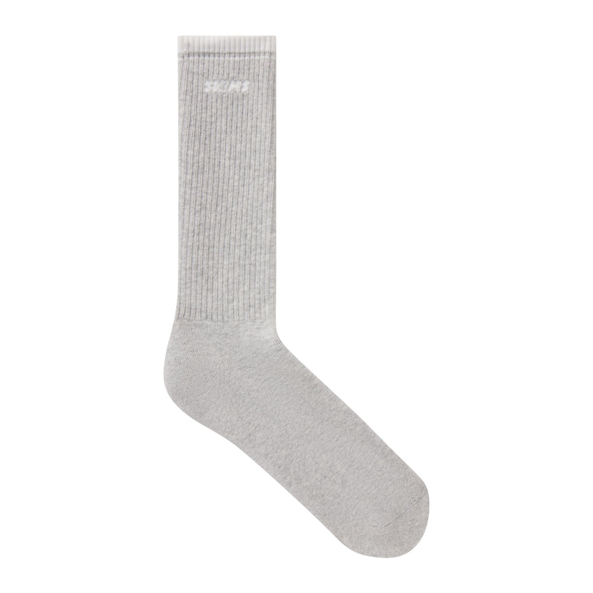 SKIMS SOCKS RIBBED CREW LOGO SOCK | LIGHT HEATHER GREY AND SNOW