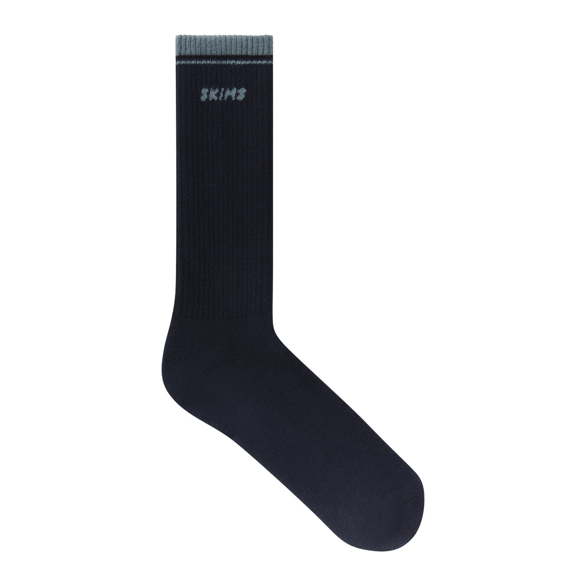 SKIMS SOCKS RIBBED CREW LOGO SOCK | NAVY AND KYANITE