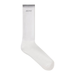 SKIMS SOCKS RIBBED CREW LOGO SOCK | SNOW AND LIGHT HEATHER GREY