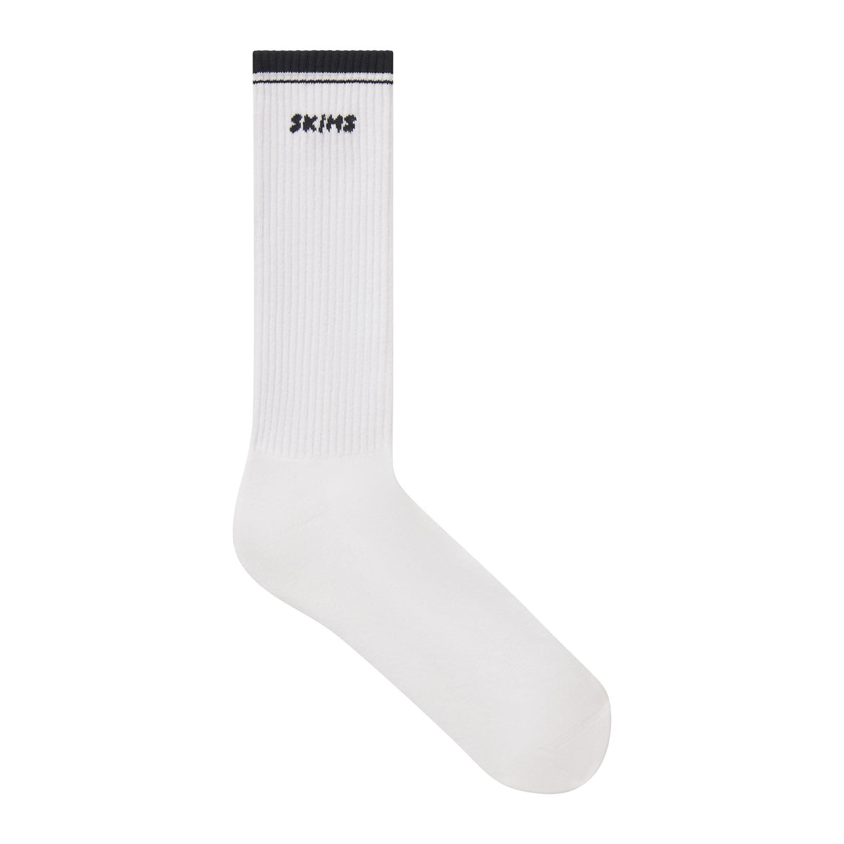SKIMS SOCKS RIBBED CREW LOGO SOCK | SNOW AND ONYX