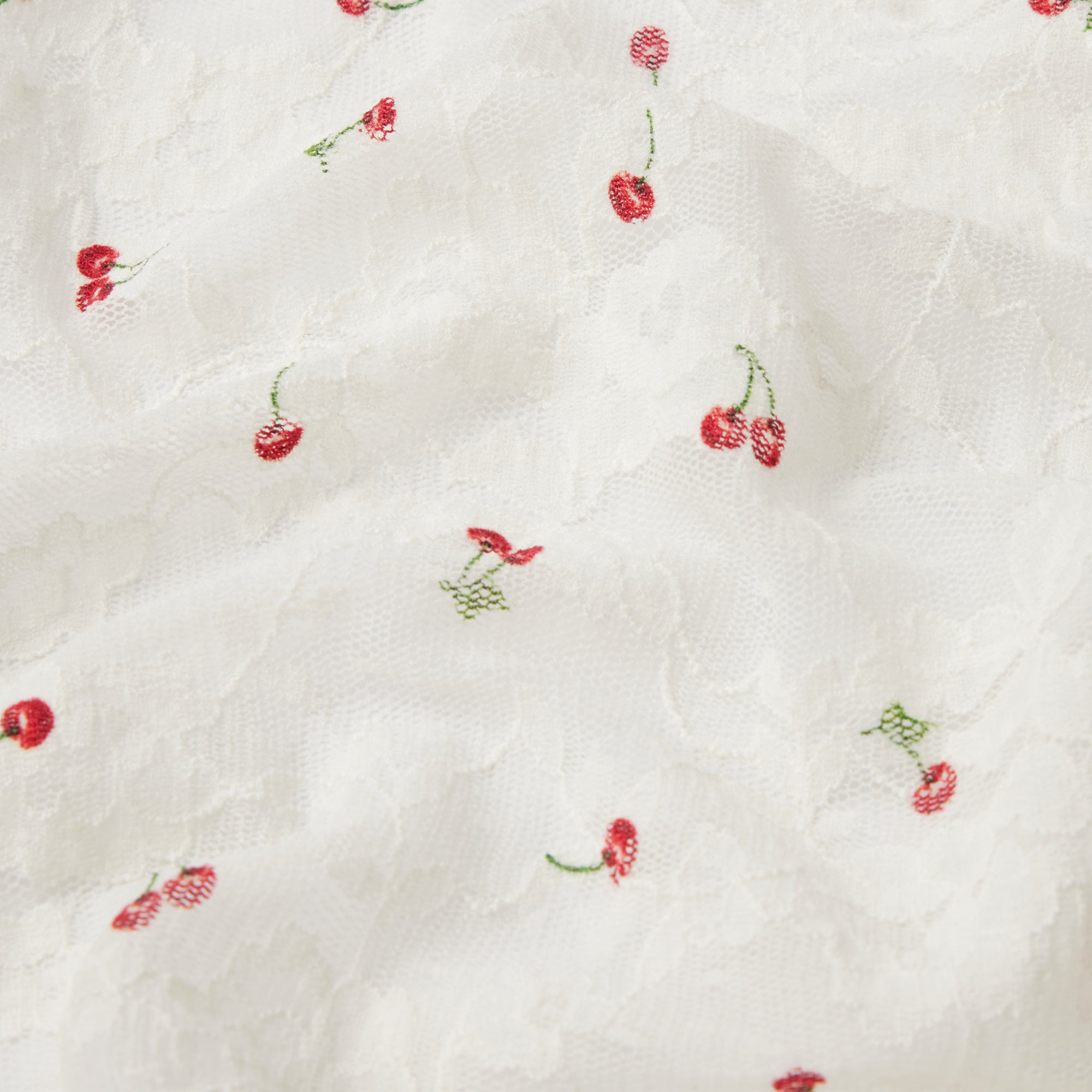 STRETCH LACE SCOOP NECK BODYSUIT | IVORY CHERRY PRINT