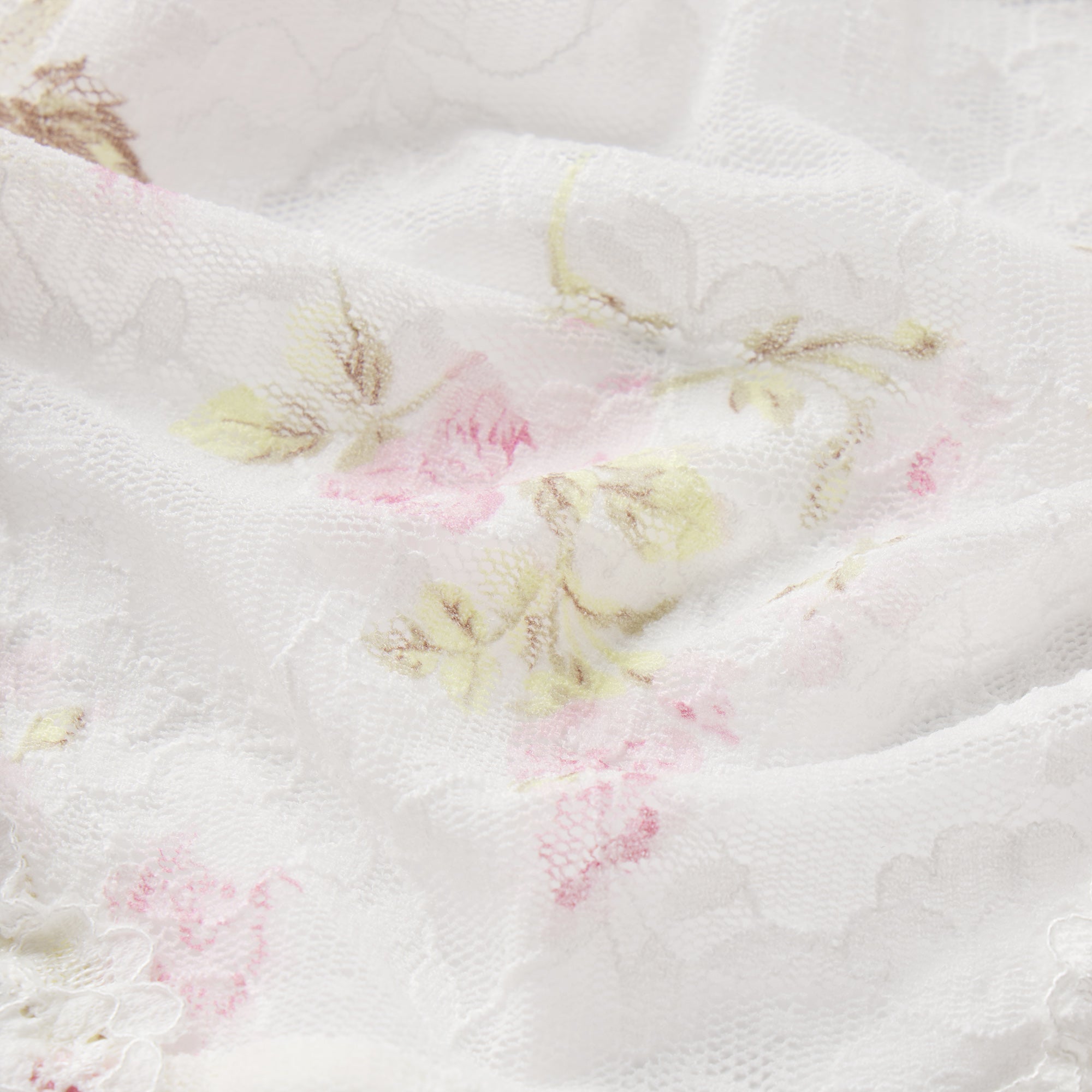 STRETCH LACE RUFFLE UNLINED BRA | SNOW VINTAGE FLORAL PRINT