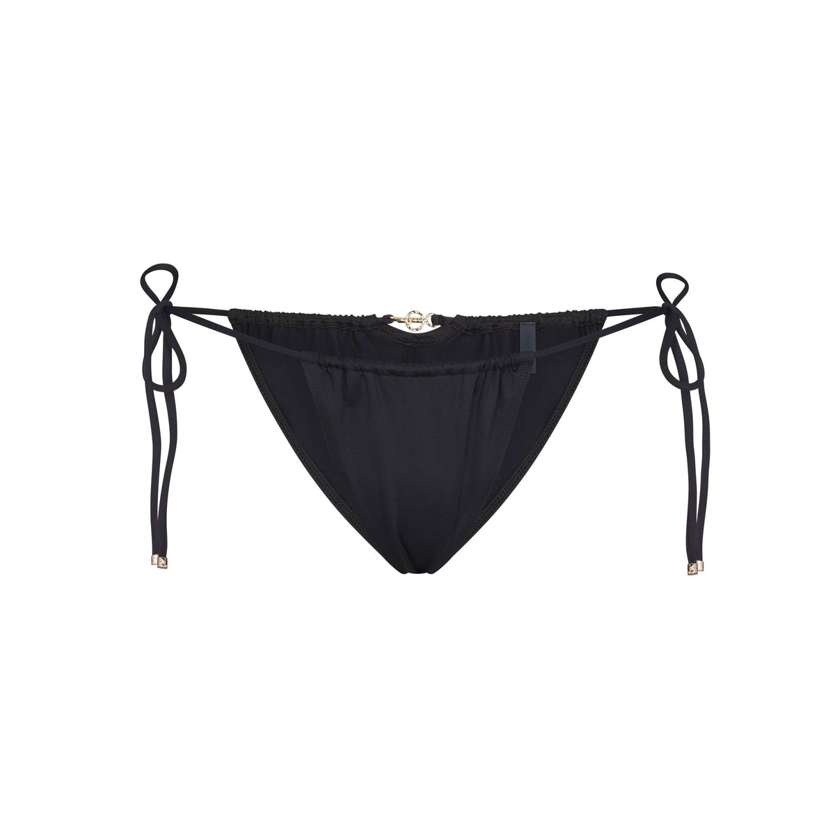 ICONIC SWIM HARDWARE TIE SIDE BIKINI BOTTOM | OBSIDIAN