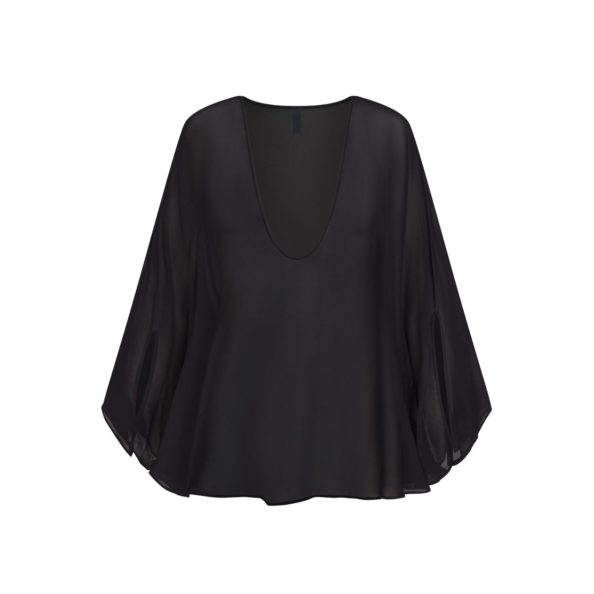 SWIM COVER-UPS SHEER MINI KAFTAN | OBSIDIAN