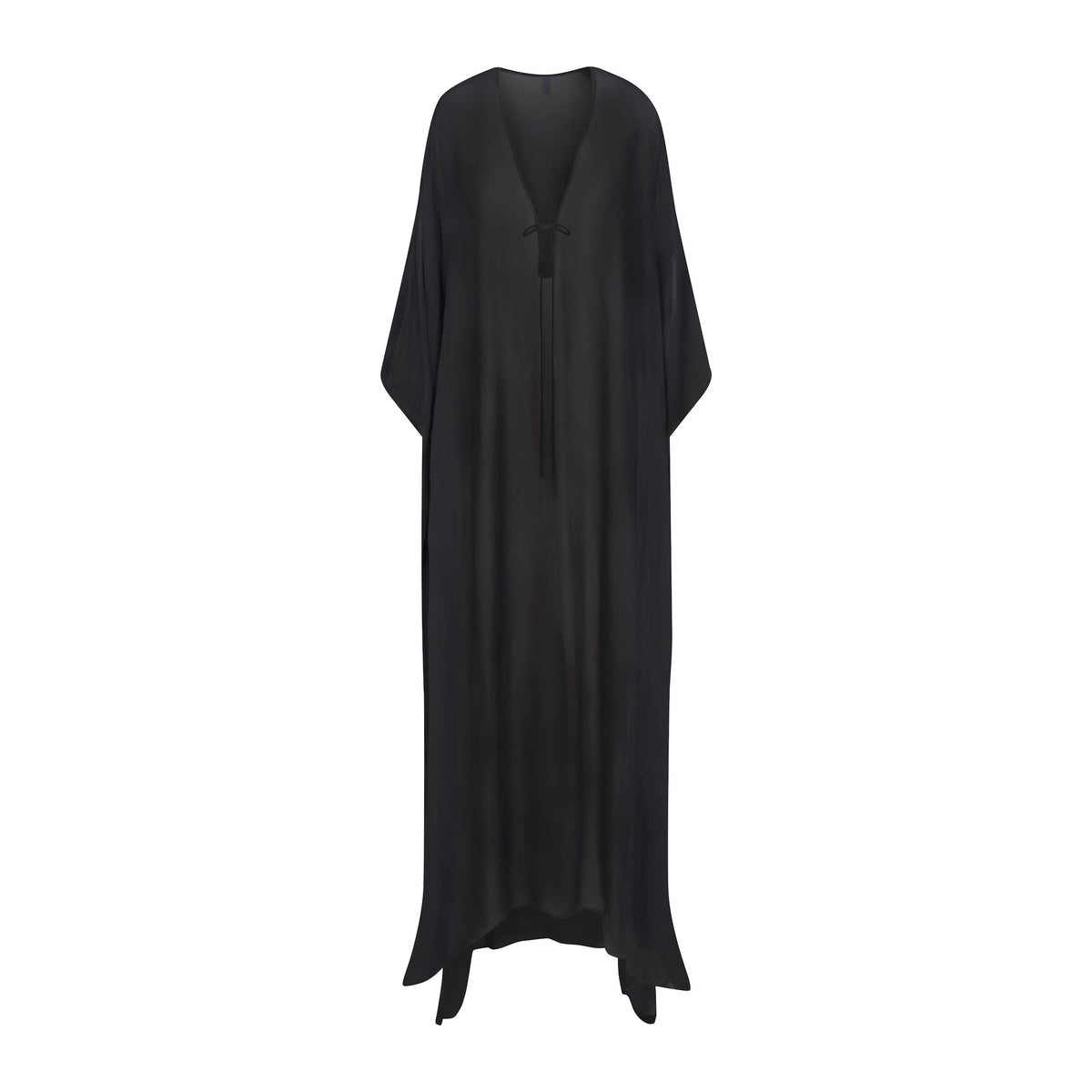 SWIM COVER-UPS SHEER LONG KAFTAN | OBSIDIAN