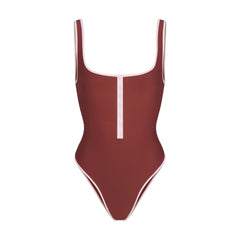 SIGNATURE SWIM SNAP FRONT ONE PIECE | HENNA CONTRAST
