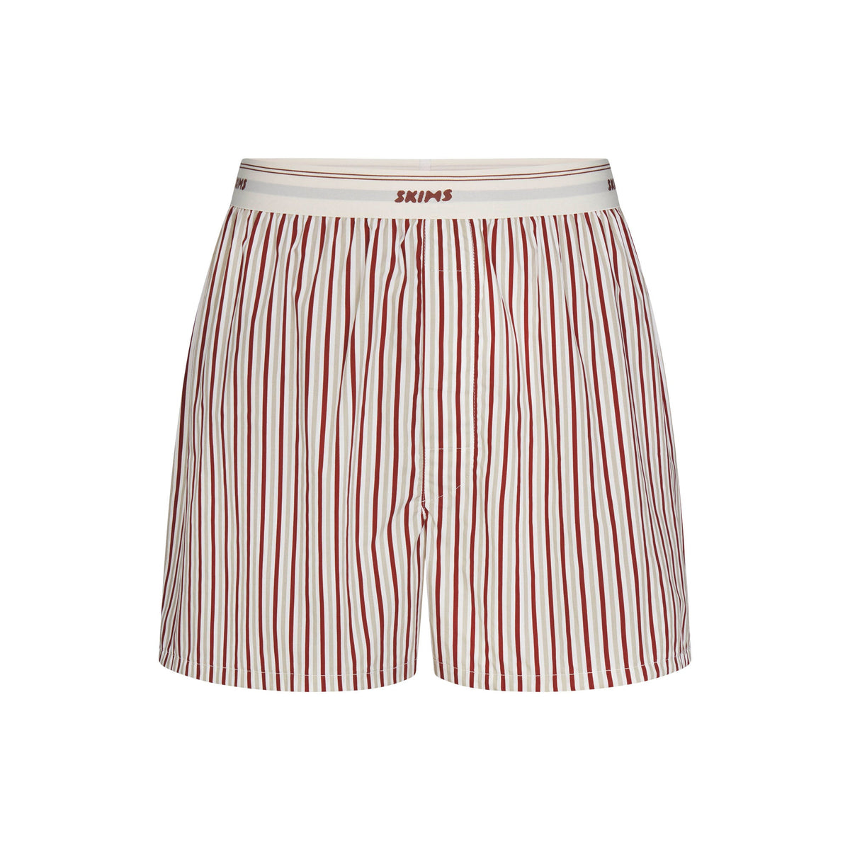 COTTON POPLIN MENS LOGO BAND BOXER | CINNAMON STONE STRIPE