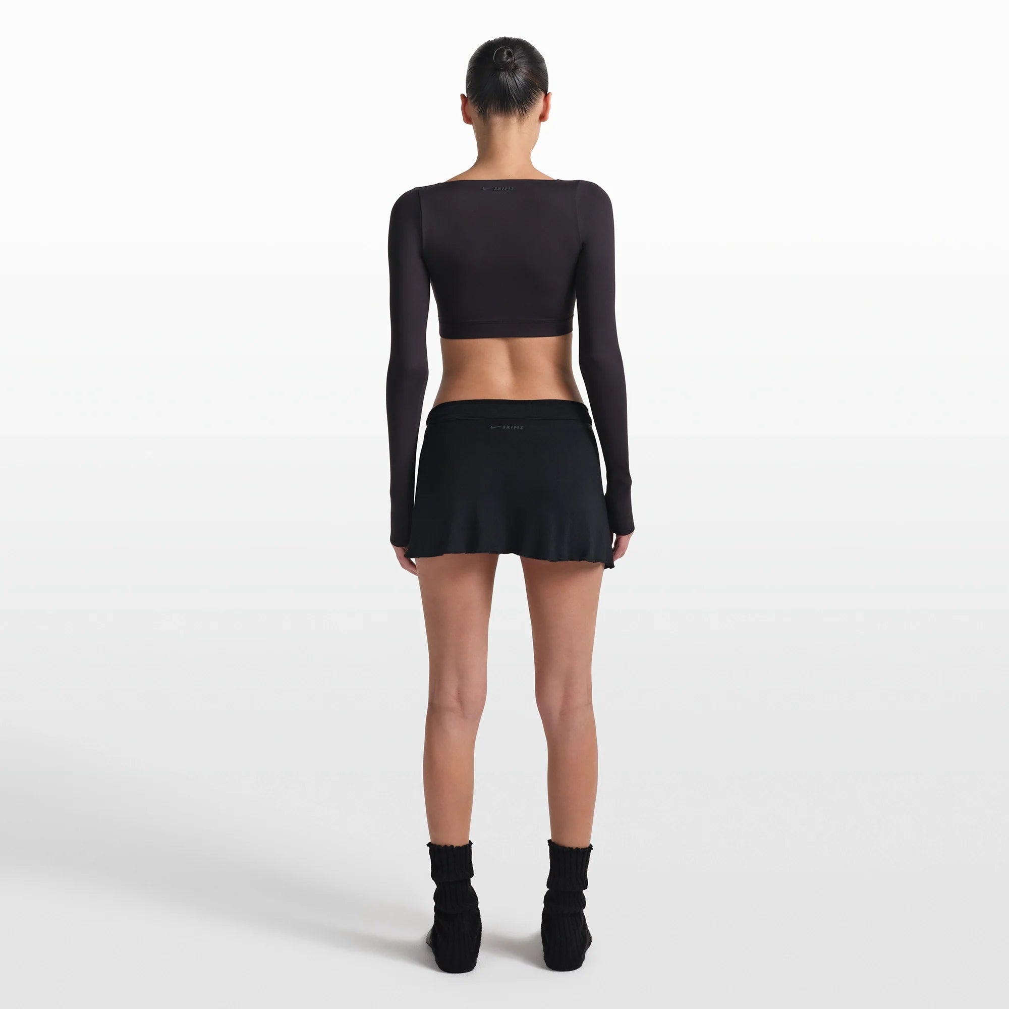 NikeSKIMS STRETCH KNIT WRAP SKIRT | OBSIDIAN