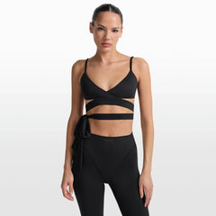 NikeSKIMS MATTE WRAP FRONT BRA | OBSIDIAN