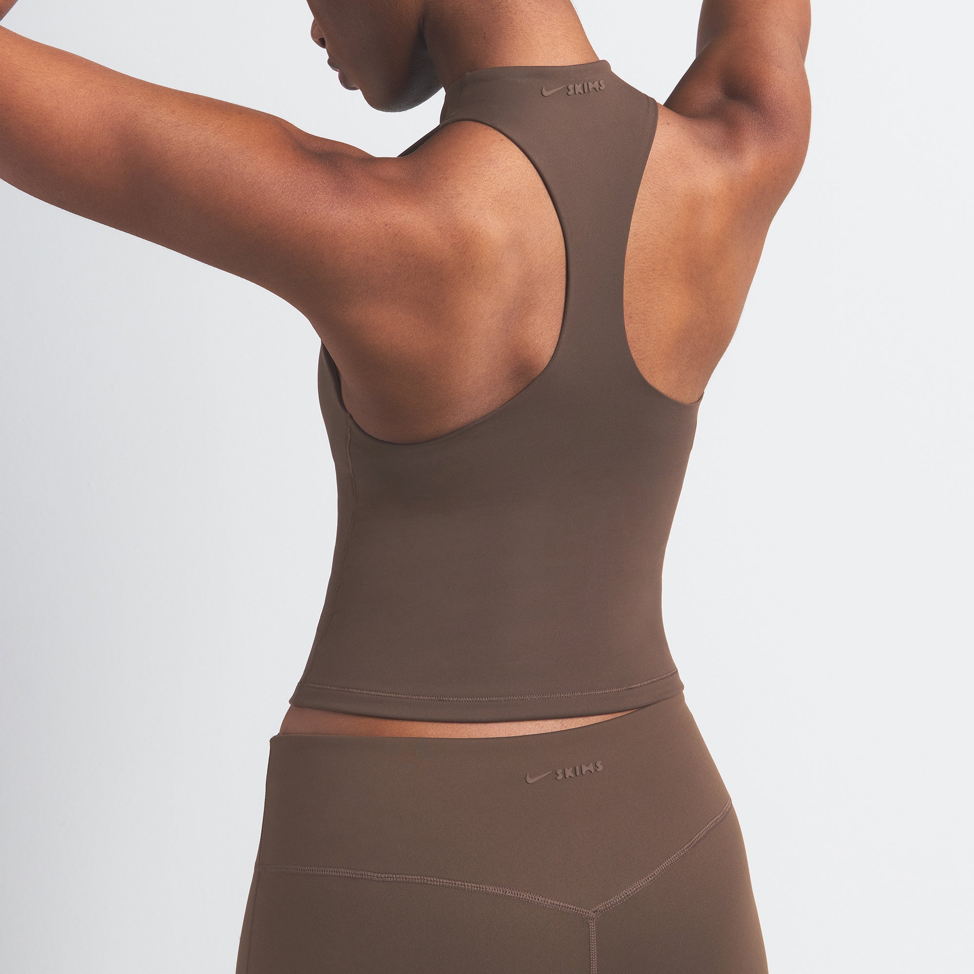 NikeSKIMS MATTE MOCK NECK RACER TANK | DARK SEPIA