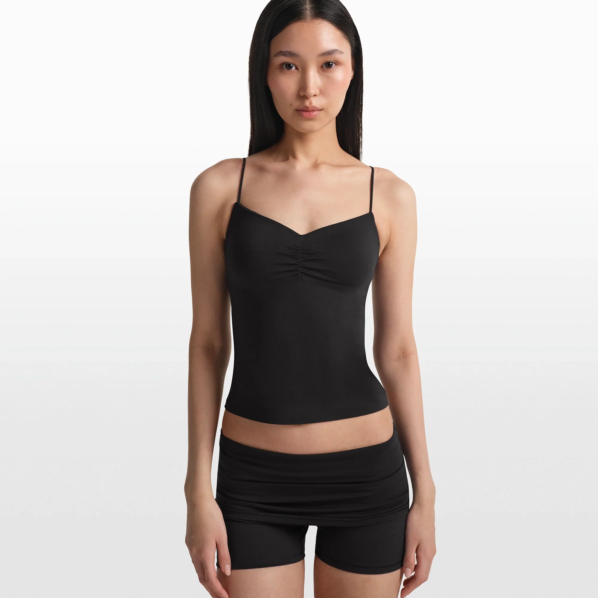 NikeSKIMS MATTE SHIRRED FRONT TANK | OBSIDIAN