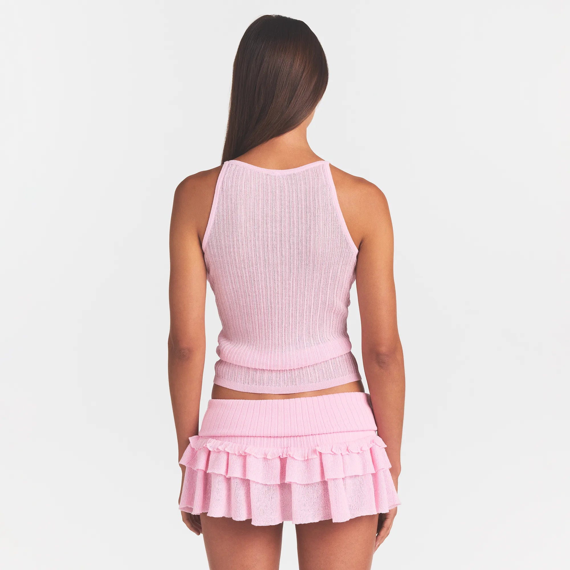 SHEER KNIT PLUNGE TANK | PEONY