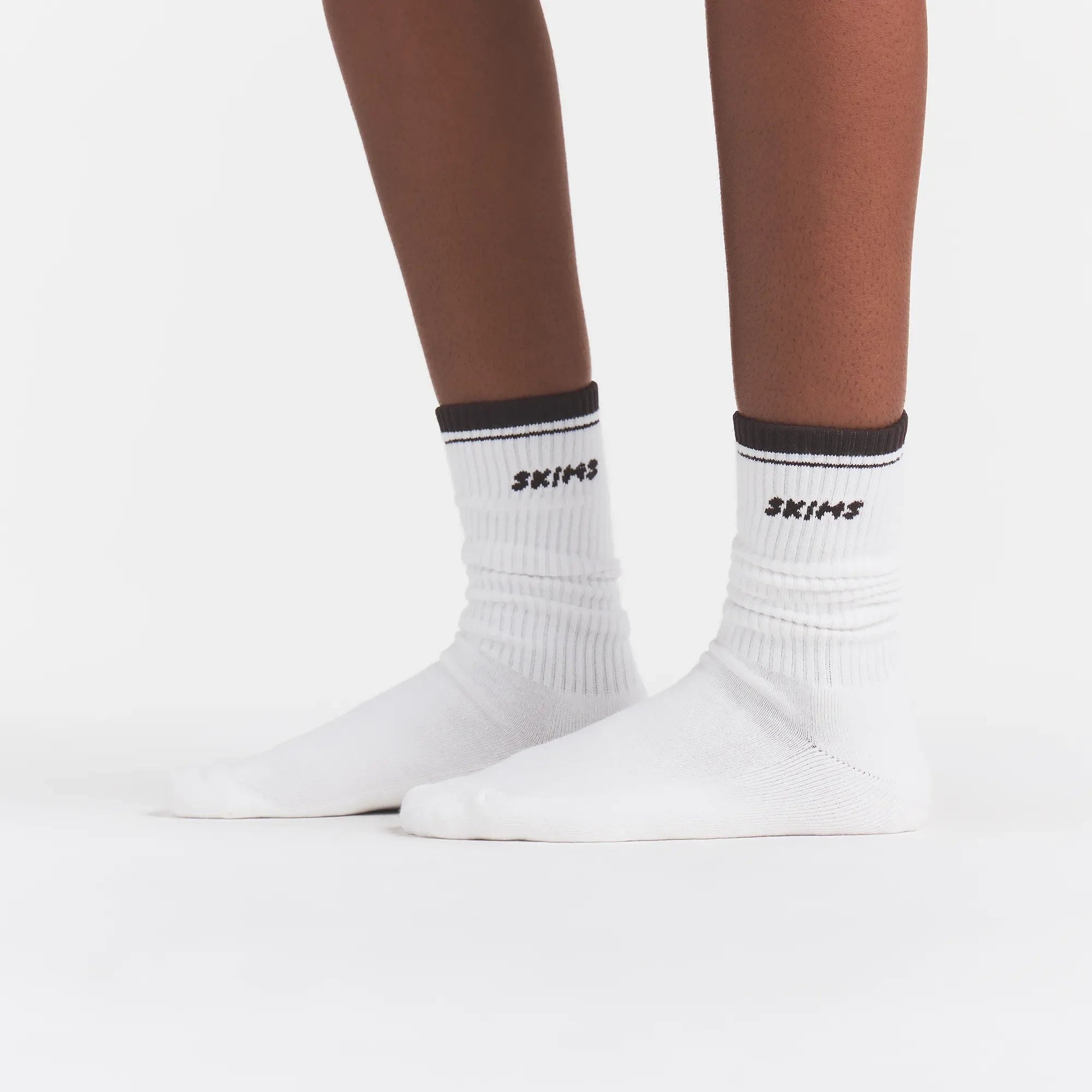 SKIMS SOCKS RIBBED CREW LOGO SOCK 3-PACK | STONE MULTI