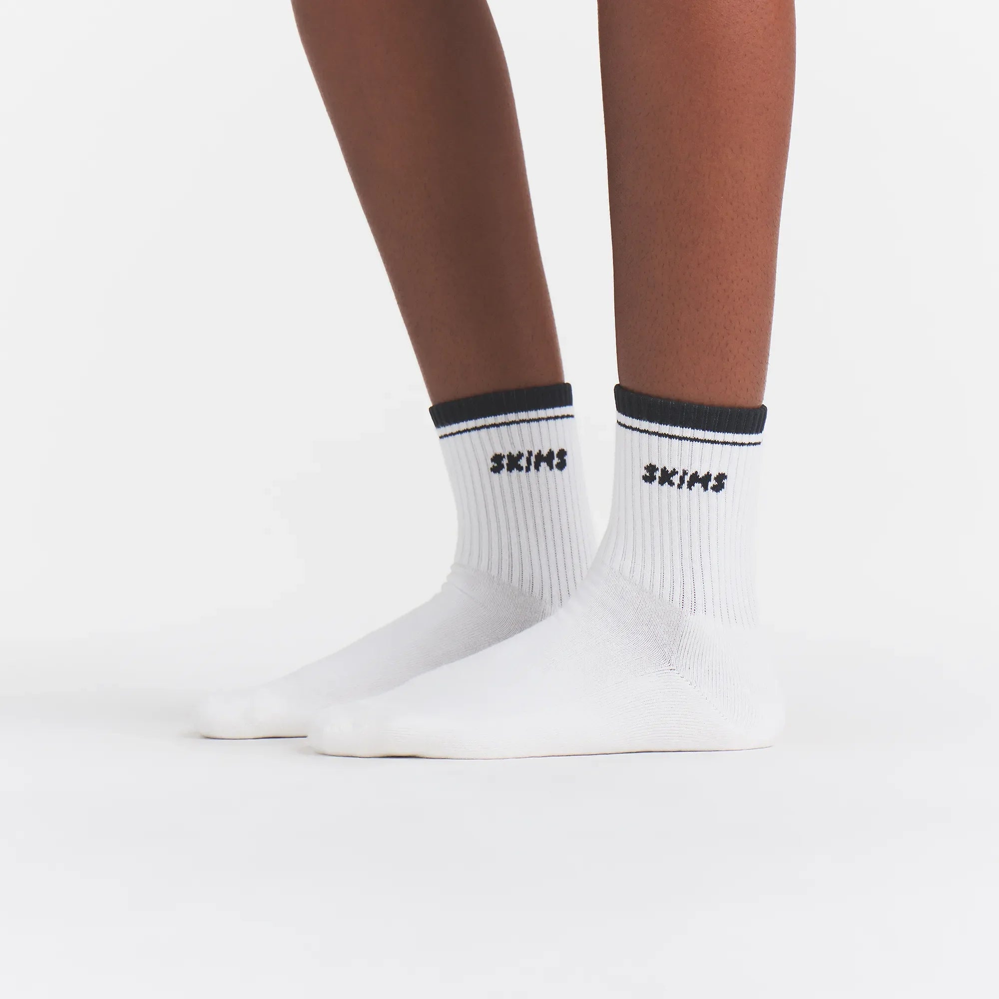 SKIMS SOCKS RIBBED QUARTER CREW LOGO SOCK 3-PACK | CHERRY BLOSSOM MULTI
