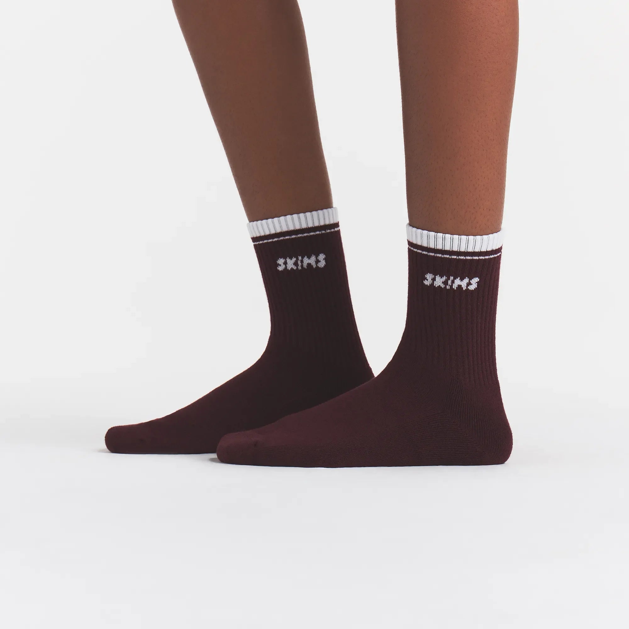 SKIMS SOCKS RIBBED QUARTER CREW LOGO SOCK 3-PACK | CURRANT SNOW MULTI
