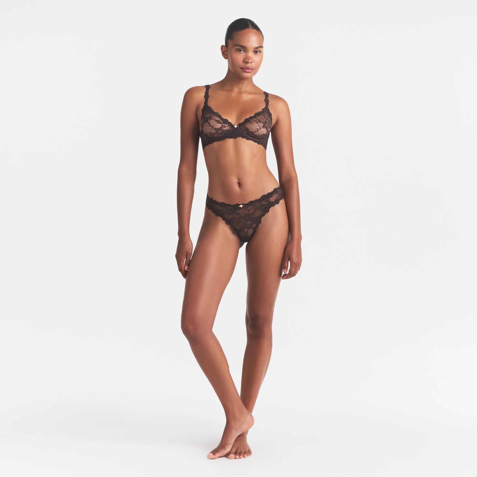 STRETCH LACE UNLINED DEMI BRA | ESPRESSO