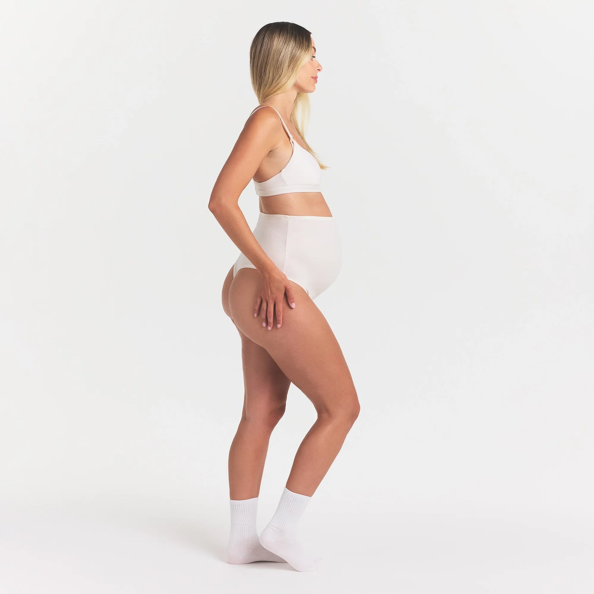 COTTON JERSEY MATERNITY NURSING SCOOP BRALETTE | MARBLE