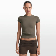 NikeSKIMS RIBBED SEAMLESS BABY T-SHIRT | DUSTY OAKMOSS