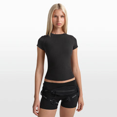 NikeSKIMS RIBBED SEAMLESS BABY T-SHIRT | OBSIDIAN