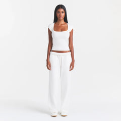 COTTON JERSEY SCOOP NECK T-SHIRT | MARBLE