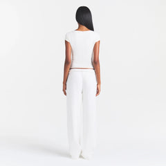 COTTON JERSEY SCOOP NECK T-SHIRT | MARBLE