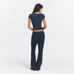 COTTON JERSEY SCOOP NECK T-SHIRT | NAVY