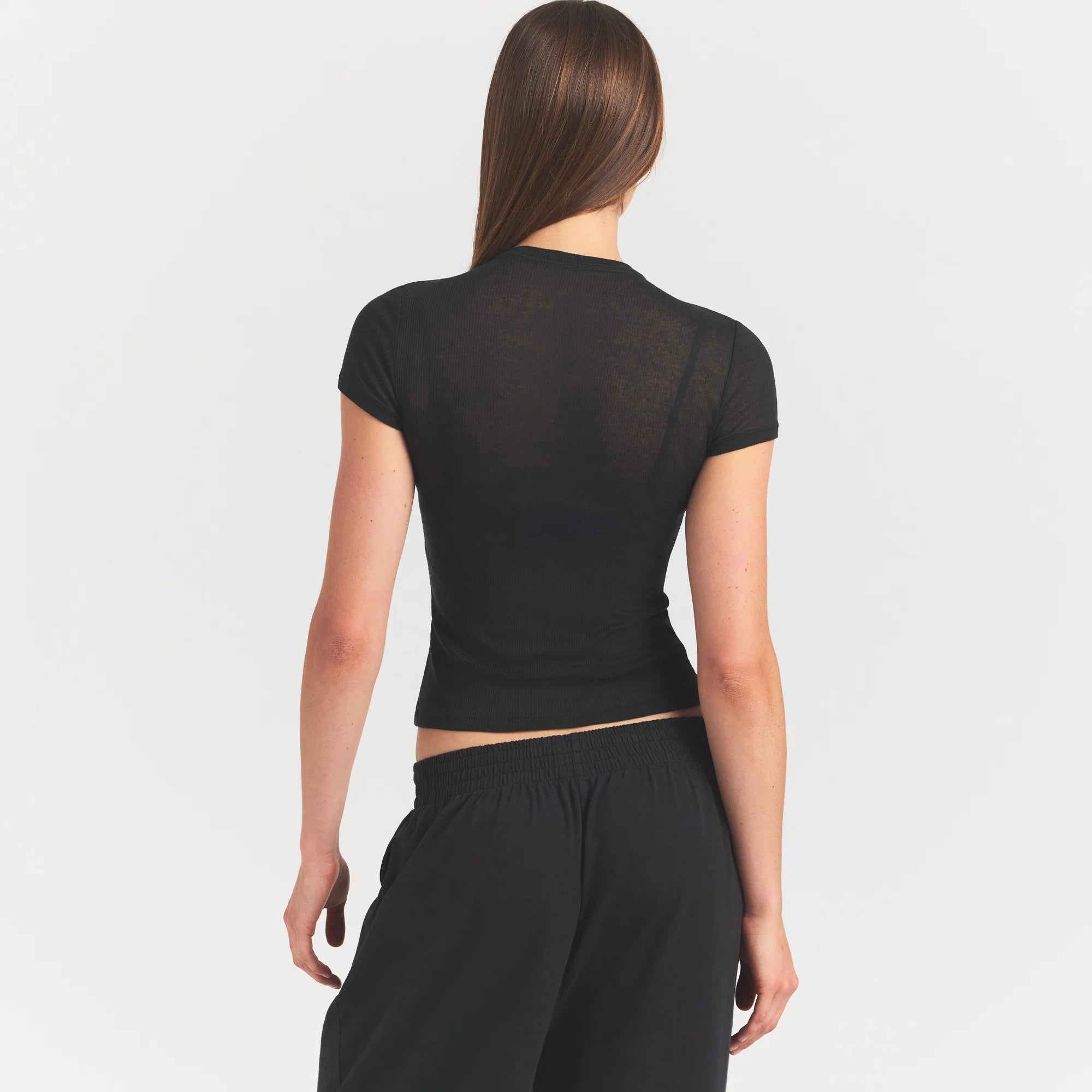 SHEER RIB T-SHIRT | SOOT