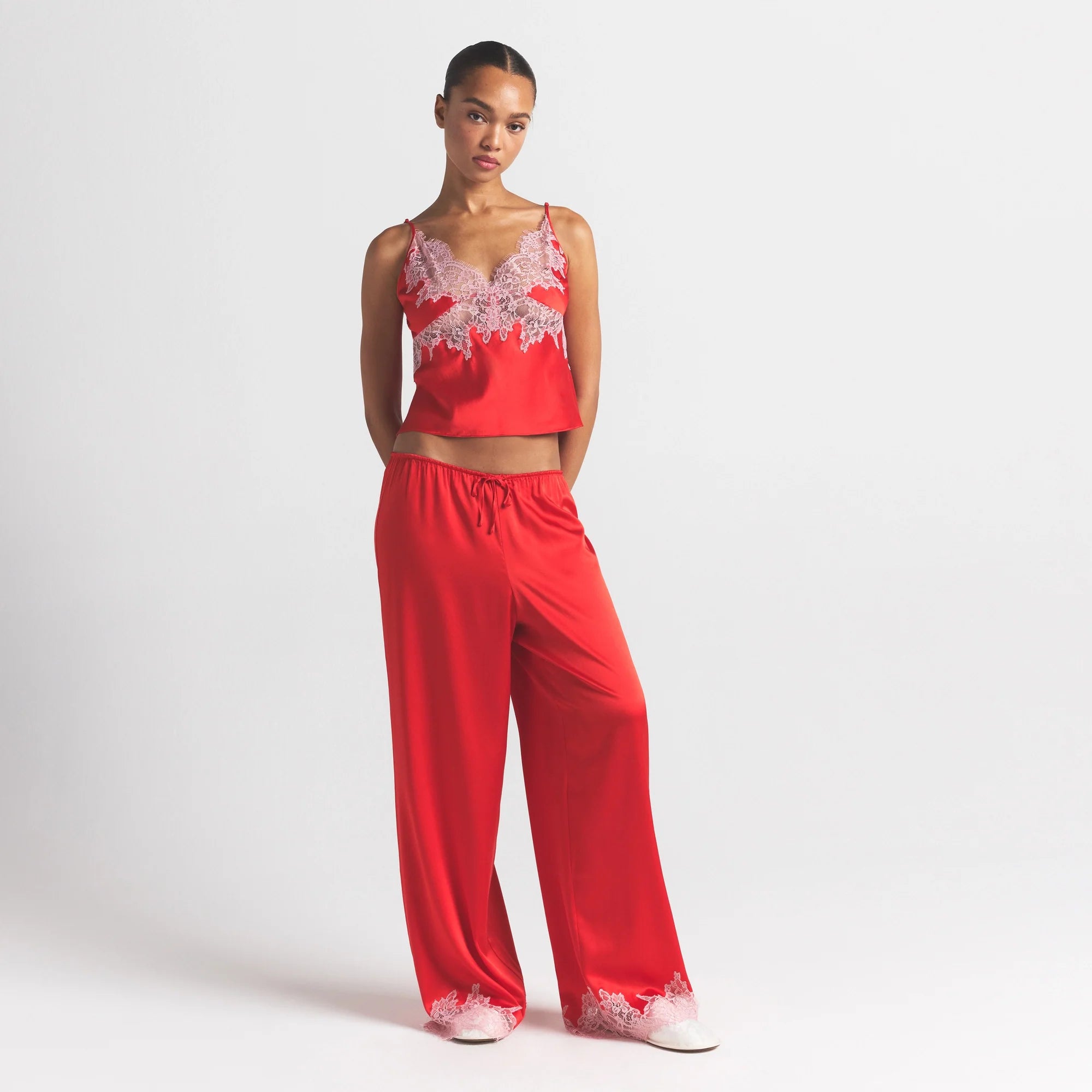 SILK LACE CAMI | RUBY CONTRAST